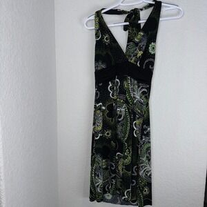Speechless Black Green Halter Dress Floral Paisley Sleeveless Party Cocktail‎